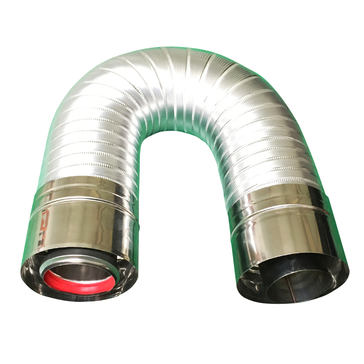 LMD double-layer aluminum foil corrugated pipe inner 6 outer 10 retractable and bendable wall-hanging furnace chimney double-layer telescopic pipe