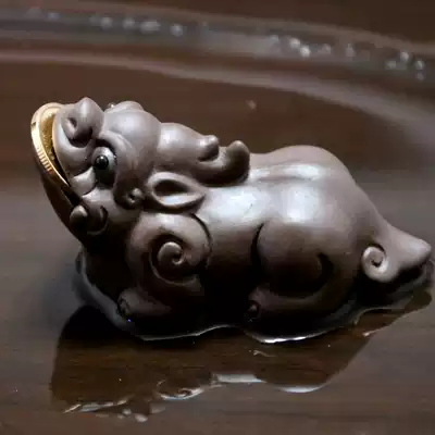 Purple Sand small tea pet Kung Fu tea set Lucky Pixiu tea pet tea play can raise tea tray Tea art tea table Tea ceremony small ornaments