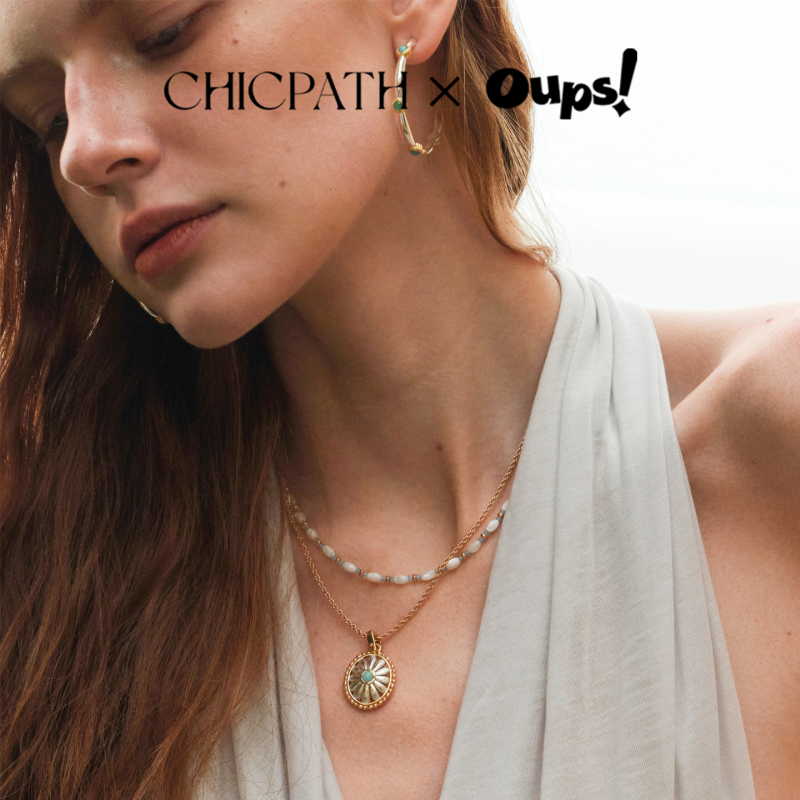 Oups Athena's Tears Set Necklace French Retro Double Layer Beaded Daisy Pendant Clavicle Chain Simple and Elegant