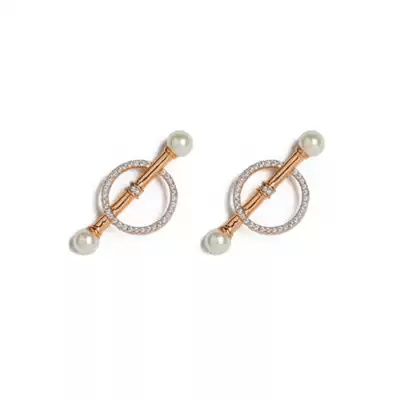 FEO Finland bamboo treasure circle pearl flash diamond earrings female temperament fashion ear needle female simple small elegant