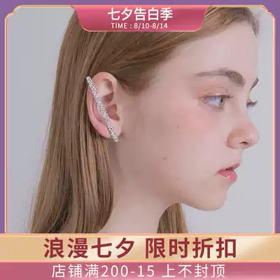 Triple Tipsy Angela Zhang with the same zircon ear clip, flash diamond ear bone clip earrings, temperament, fashion, exaggerated earrings