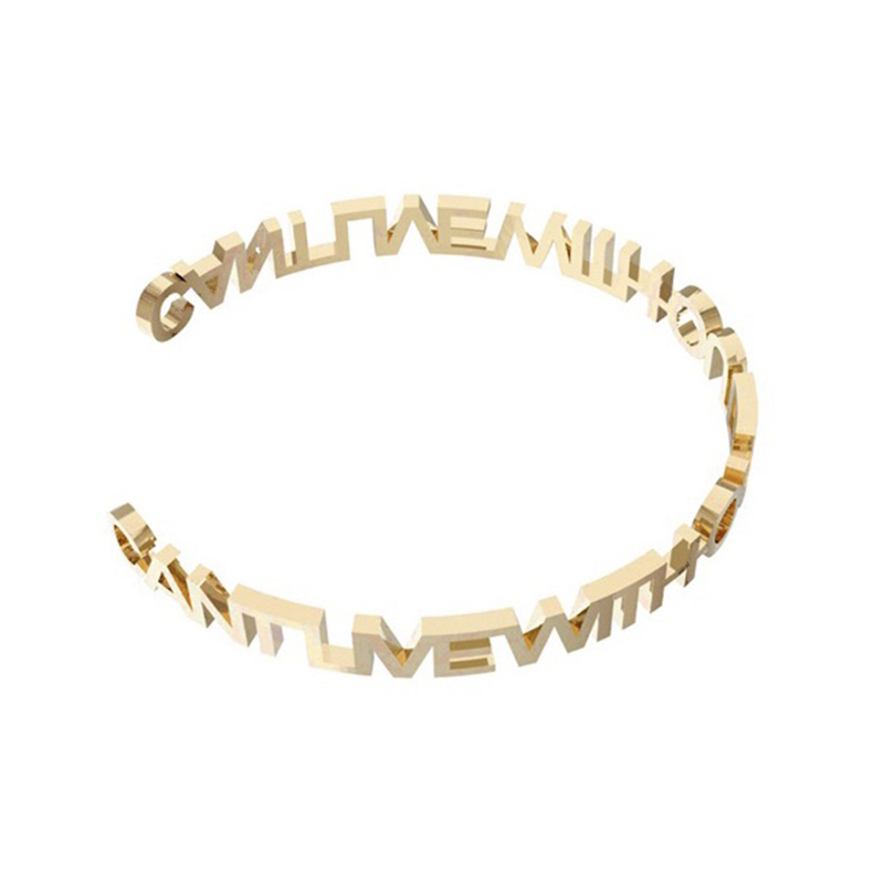 Screw 4 things net red letter bracelet open female hand sterling silver simple personality plated 18k yellow gold cold wind birthday