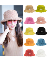 Sei Carina Y Xu Lu Yuan Shanlong Stars The Same Sheep Lamb Plush Fisherman Hat Female Basin Hat Warm Autumn Winter