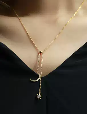 INCH Edition Star moon star Y-shaped clavicle chain Long version women's necklace Sweater chain Clothes accessories trend