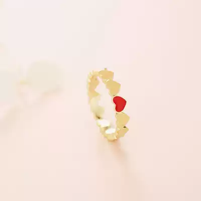 Lasvenia gold 925 sterling silver plated 18K Gold red love heart shaped ring Valentine's Day gift original