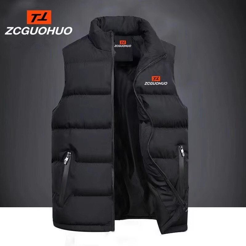 Men's down Cotton Vest, New Autumn and Winter Style, Large Size Sleeveless Cotton Jacket, Thickened Couple's Sports Vest