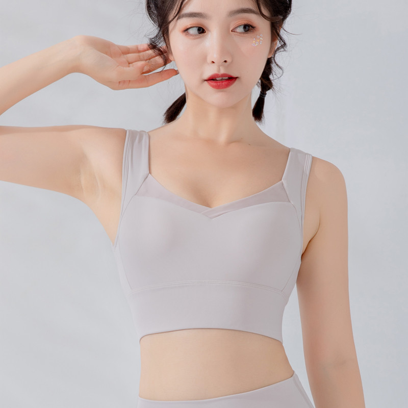 Beautiful back sports underwear female U-neck running gathers big breasts fitness shockproof bra wearing yoga vest bra female
