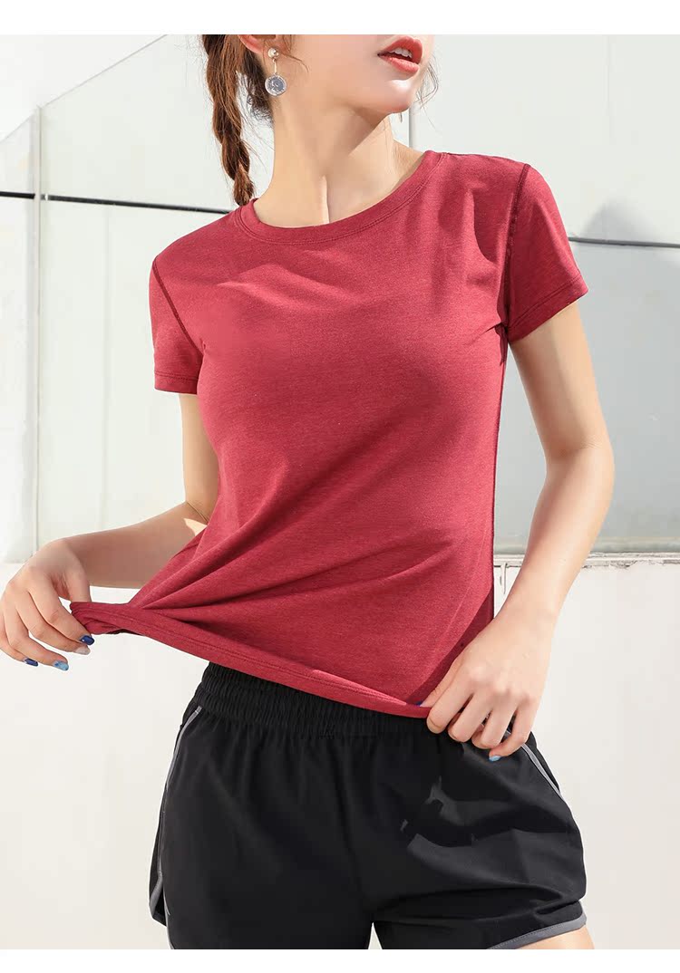 Làm đẹp khi tôi đi chơi thể thao lỏng lẻo thoáng khí thể thao tay áo ngắn tập thể dục phù hợp với áo sơ mi áo nhanh khô - Áo phông thể thao áo thun the thao nữ