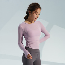 Autumn and winter New breathable quick-drying yoga long sleeve female skin-friendly sports shirt open belly fitness running coat women