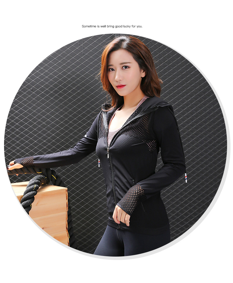 Hình ảnh đẹp thể thao lưới khâu áo khoác thể thao trùm đầu mỏng mỏng áo khoác giản dị yoga tập thể dục dài tay áo khoác sport