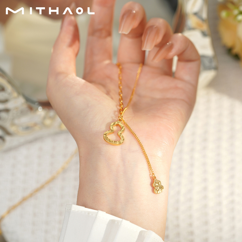 Mithaol Crushed Ice Gourd Necklace for Women 2026 New Model High-End Light Luxury Niche Clavicle Chain Silver Jewelry