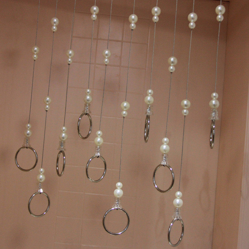 New Clothing Shop Rings Imitation Pearl Pendant Chain Hanging Clothes Display Show Window Pendant Chain Wire Rings Hanger