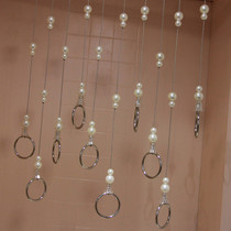 New Clothing Shop Rings Imitation Pearl Pendant Chain Hanging Clothes Display Show Window Pendant Chain Wire Rings Hanger