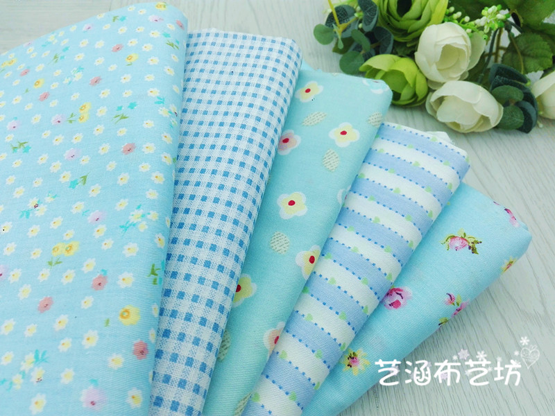 Màu xanh cotton twill vải mục vụ nhỏ hoa tinh khiết bông vải nhỏ tươi handmade TỰ LÀM rèm sofa váy