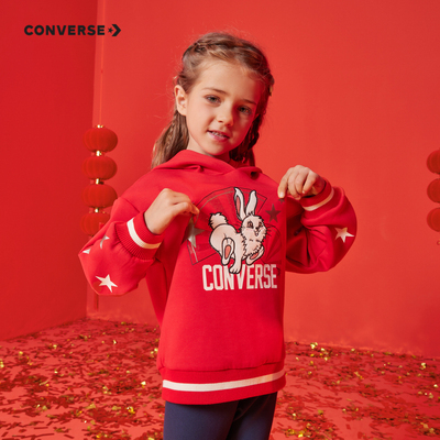 匡威儿童装2023新年CNY女童红色连帽卫衣