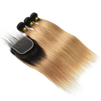 1B 27 Straight Ombre Peruvian Human Hair with Lace Closure