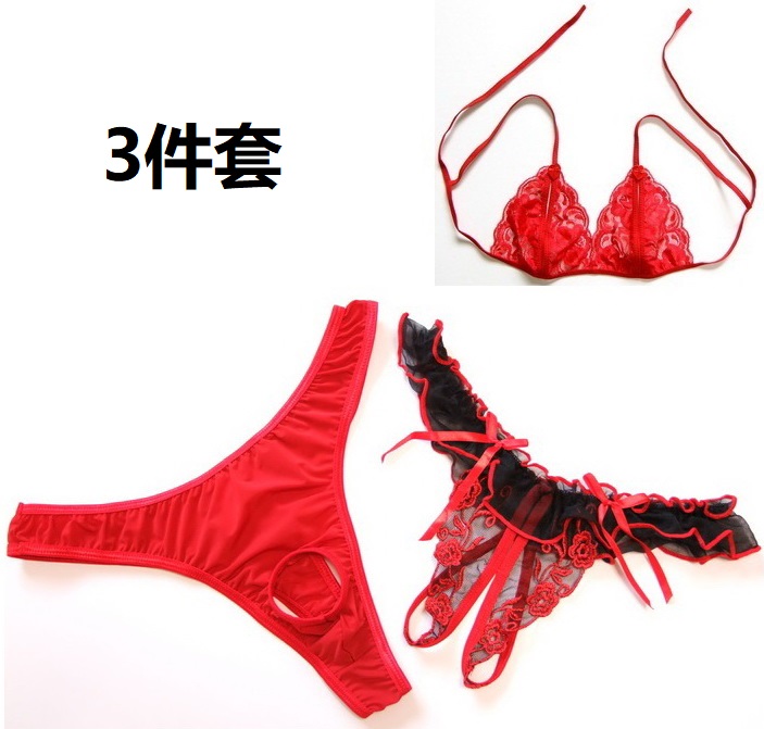 Thong cặp nam nữ T quần gợi cảm đầy đủ trong suốt eo thấp mở đồ lót ren Qixi Lễ hội quà tặng QL-150 quần lót size to