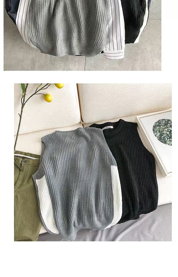 18 mùa thu và văn học mới cổ tròn đan áo vest nam và nữ vest không tay áo len áo len vai vest sinh viên vest nam đẹp