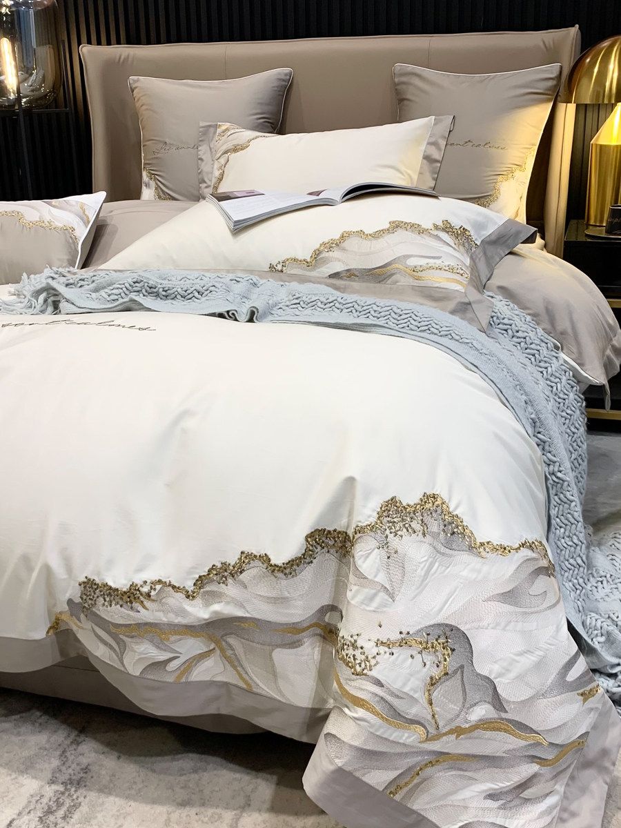 JERYOUN light luxury European-style Australian cotton four-piece embroidery wide-brimmed quilt cover cotton simple modern bedding