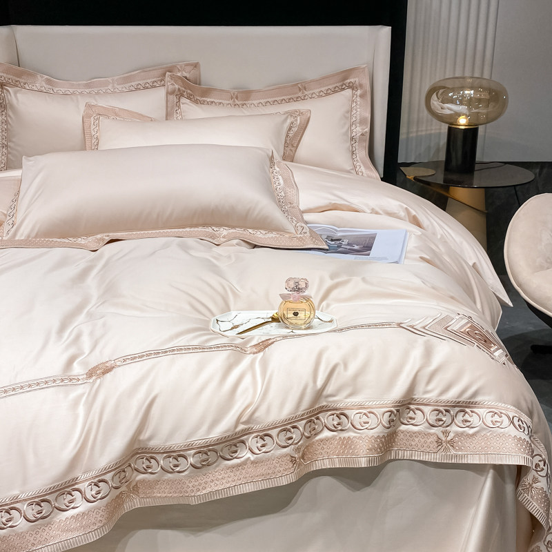 JERYOUN light luxury cotton bed sheet four-piece set Xinjiang long-staple cotton cotton spring and autumn quilt cover bedding