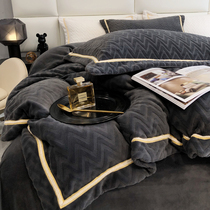 JERYOUN Cow - cream four - piece thickening anti - static double - dimensional wool suit for winter coral suede