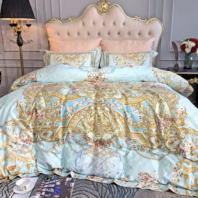 JERYOUN European-style cotton sateen long-staple cotton four-piece digital printing cotton four-piece bedding 1 8