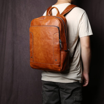 Retro tree cream leather shoulder bag first layer cowhide youth casual computer bag solid color genuine leather large capacity travel backpack