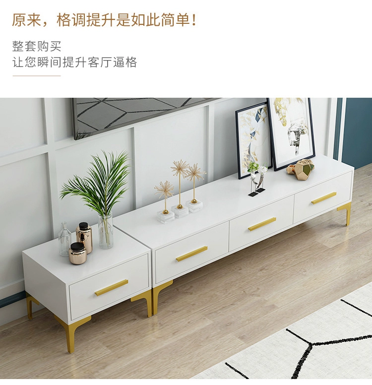 Tủ tivi Bắc Âu kết hợp bàn cà phê đơn giản đen trắng kinh tế căn hộ nhỏ phòng khách phòng ngủ TV tủ ánh sáng sang trọng bài hiện đại - Buồng