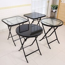 New product round table square table outdoor leisure negotiation folding table and chair combination simple wrought iron dining table small tempered glass