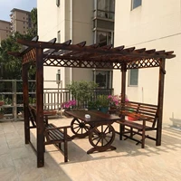 Chống ăn mòn nhà gỗ gazebo ngoài trời carbonized giải trí nho giá ban công sân vườn bàn ghế ghế gỗ leo cây nho đứng hoa ghế giả mây ngoài trời