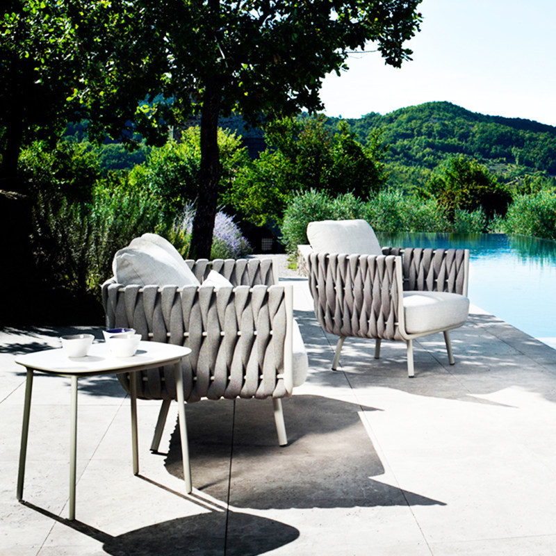 Nordic Outdoor Sofa Sun Waterproof Combined Balcony Living Room Leisure Table and Chair Villa Garden Furniture