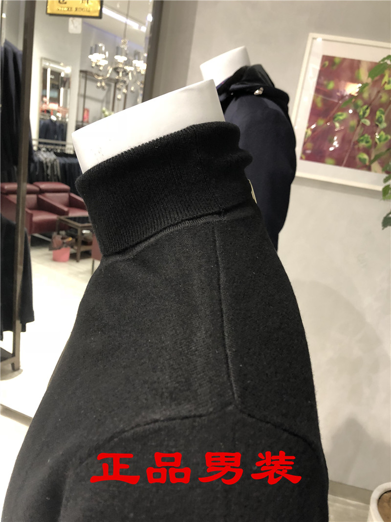 Áo len cao cổ cho nam có họa tiết hơi dày mùa thu đông mới thời trang kinh doanh mới Slim 100% len 2680 nhân dân tệ 3 màu áo sơ mi đen