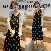 Pregnant womens summer clothes autumn suit out of the dress dress autumn Net red two-piece spring and autumn dress fashion