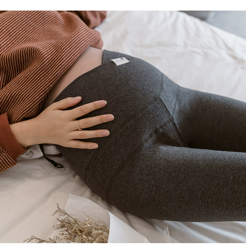 Quần legging cho bà bầu mùa đông đông thu đông cộng với nhung dày mùa thu đông mặc để giữ ấm cho thời trang cuối thai kỳ - Phụ nữ mang thai quần / quần bụng