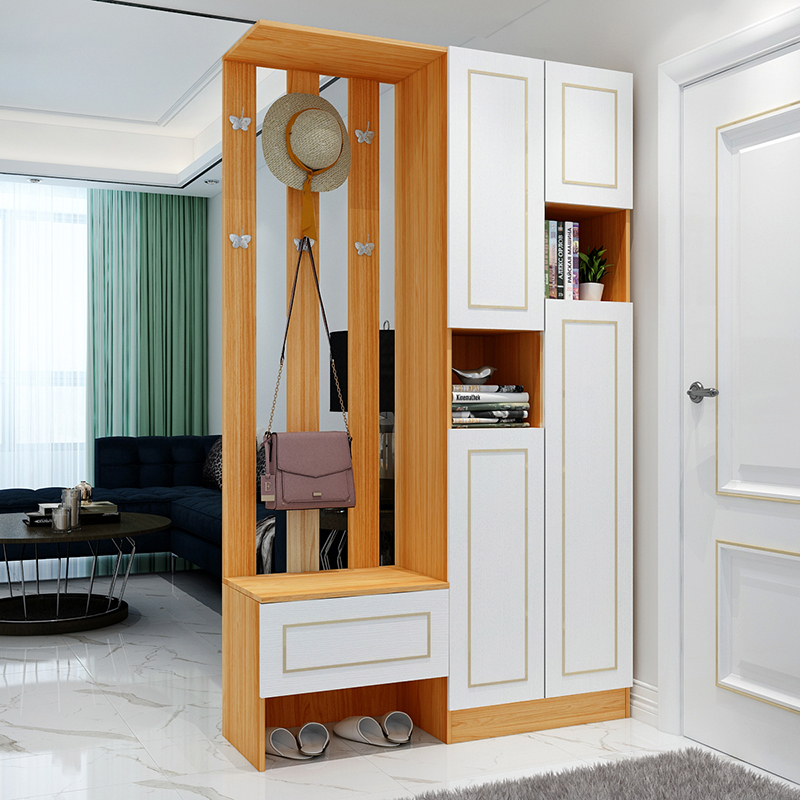 Door shoe cabinet home door with clothes rack integrated floor modern simple porch cabinet large capacity storage coat cabinet