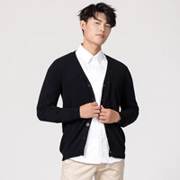 Áo len cashmere cao cấp 100% nguyên chất nam cổ chữ V đa năng rộng rãi áo khoác rộng đan áo len dài tay giản dị quần áo thời trang nam