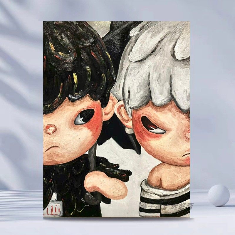 油画原画　30cm 「格子小人」 O1CN01Vh1QTj22qpW5TQ3x1_!!