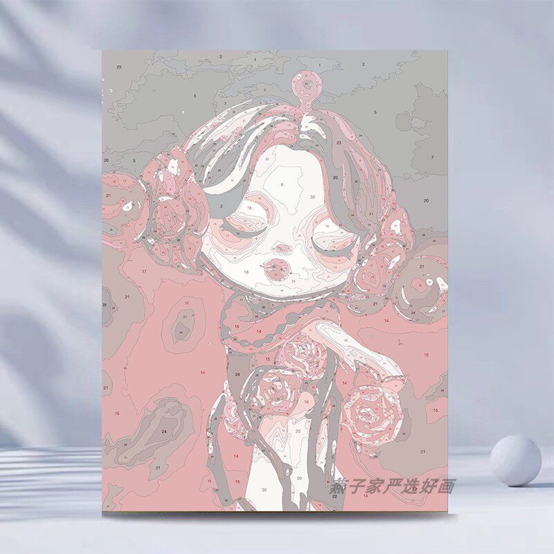 泡泡玛特sp数字油画skullpanda2025新款手工diy填色手绘油彩画-淘宝网