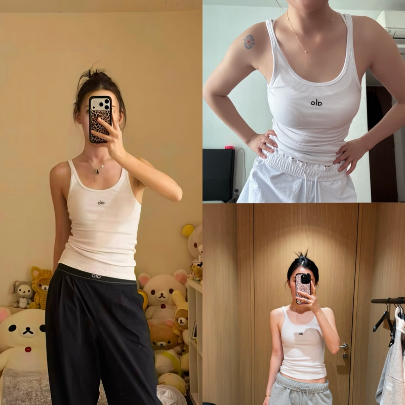 Authentic In-Stock Alo Ribbed U-Neck Slim Fit Slimming Casual Versatile Yoga Fitness Tank Top for Women Authentic In-Stock Alo Ribbed U-Neck Slim Fit Slimming Casual Versatile Yoga Fitness Tank Top for Women