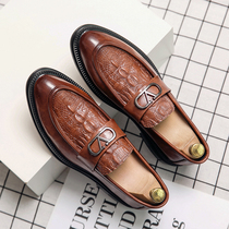 European Station Casual Leather Shoes Mens Bean Shoes Genuine Leather Summer New High-end Bullskin Heightening Thick Bottom One Foot Pedal Tide