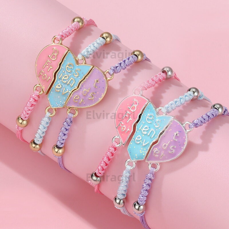 Three-Person Heart-Shaped Magnetic Interlocking Letter Friendship Bracelets, One for Each Person, for Children, Students, Best Friends, Friendship Token Three-Person Heart-Shaped Magnetic Interlocking Letter Friendship Bracelets, One for Each Person, for Children, Students, Best Friends, Friendship Token