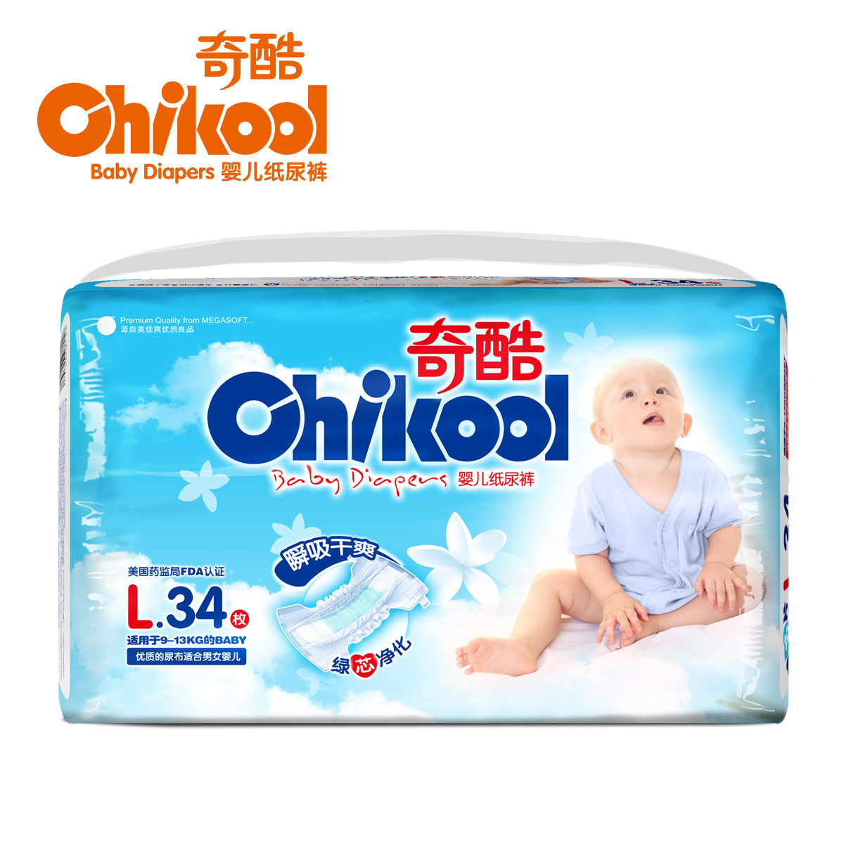 Chikool/奇酷 L34片 绿芯片婴儿超薄透气（纸尿裤）宝宝尿不湿