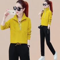 Fashion long sleeve sportswear suit womens spring and autumn 2021 New Korean casual letter printing two-piece tide
