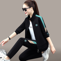 Spring sports suit women 2021 New Korean fashion loose thin foreign-aged casual wear three-piece set