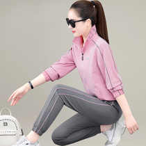 Casual Sports Suit Women Spring Autumn 2022 New Stylish Livecollar Jersey Running Suit Loose Necropolis two-piece set