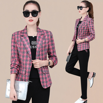 Spring and autumn plaid suit jacket women 2021 New Korean fashion temperament thin casual wear three-piece tide