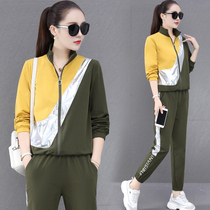 Spring and autumn costume color sports suit women 2021 New Korean loose slim casual wear two-piece tide ins