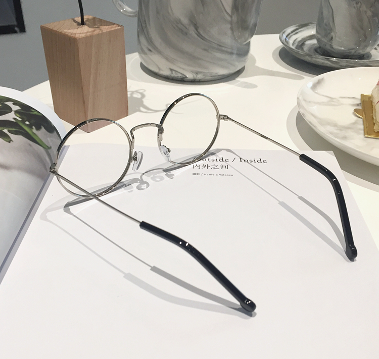 LIN nhỏ phẳng gương tròn kim loại khung kính retro trang trí kính cận thị kính nam và nữ gió đại học tròng kính