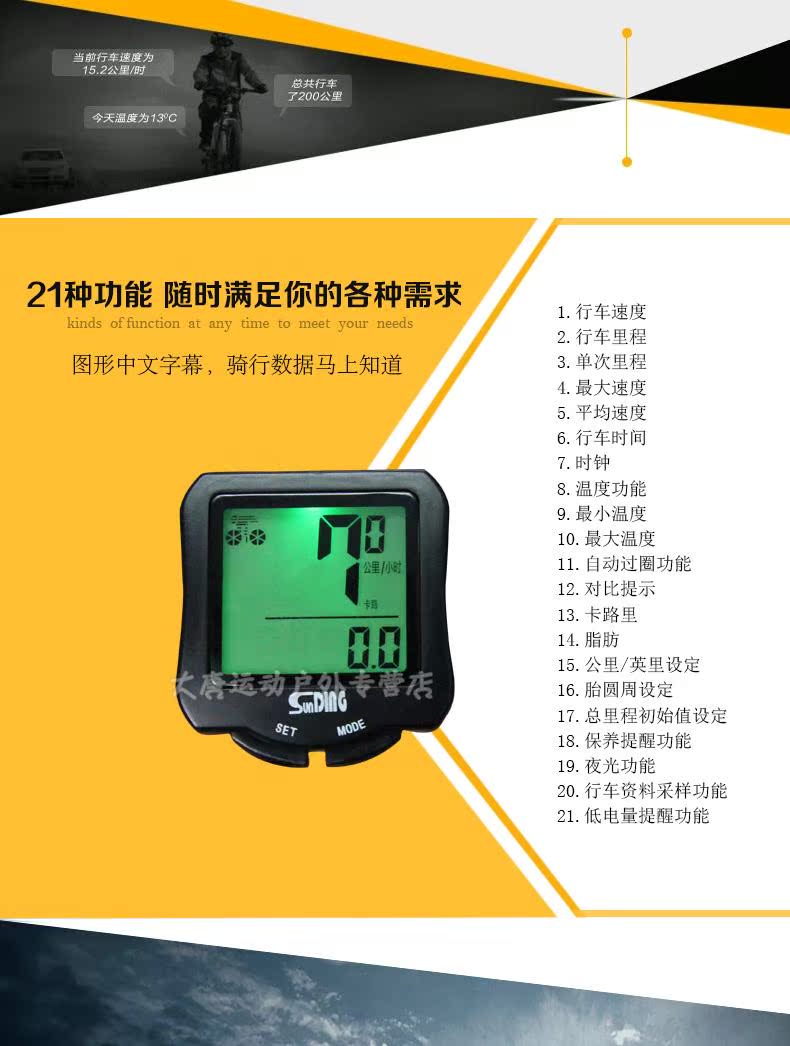 Tableau de bord vélo SUNDING - Ref 2422995 Image 22
