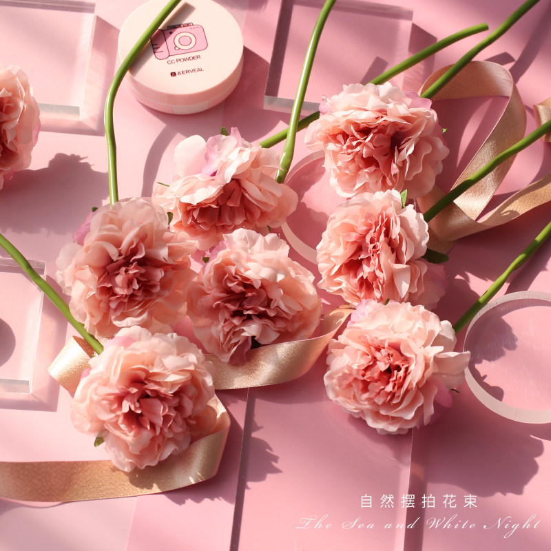 Photo props emulated heavy petals Peony Drugs Ins Wind Fake Flowers Plant Beauty Makeup Cosmetic Background Cloth Paper Photography Swing Pat
